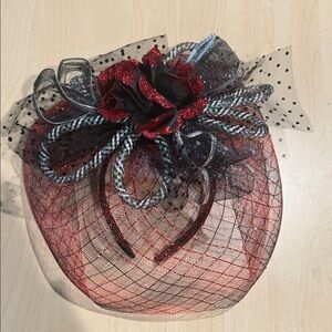 Elegant Black and Red Fascinator